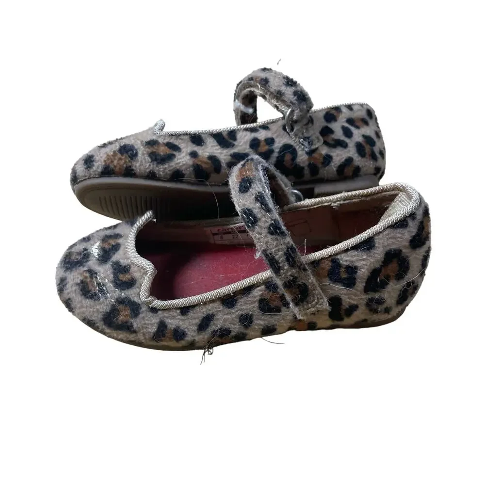 Carter's Toddler Embroidered Cat Face Leopard Print Mary Jane Shoes - Size 6